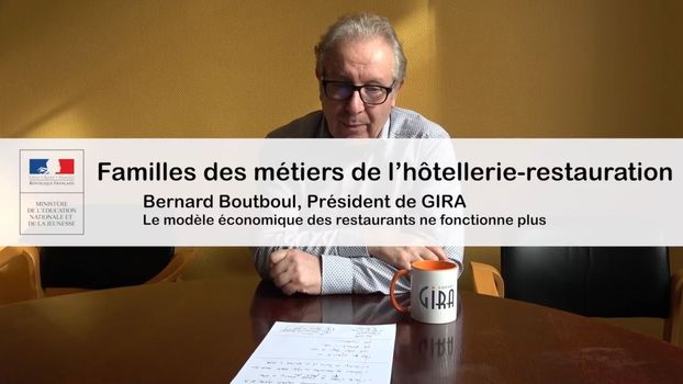 Logo Interview de Bernard Boutboul, Président de Gira. Vidéo N° 1.2 : Le modèle économique des restaurants ne fonctionne plus (extraits)