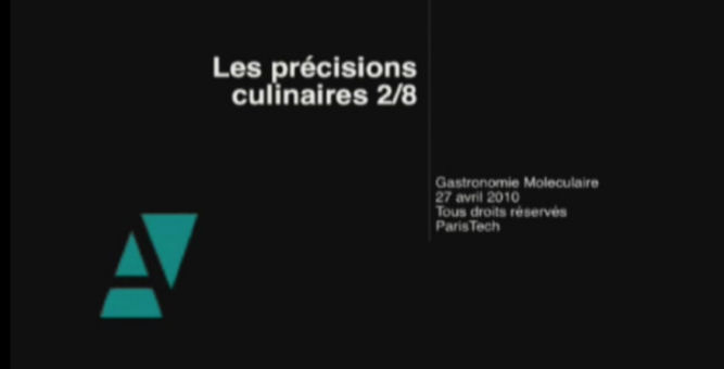 Logo Les précisions culinaires. Cours de gastronomie moléculaire. AgroParisTech, 19 & 20 janvier 2009 - Film 2 sur 8